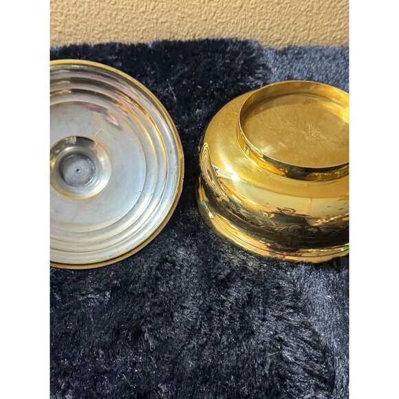 Vintage Brass & Stainless Steel Engraved Storage Bowl With Lid Made In India 734 - Picture 5 of 7